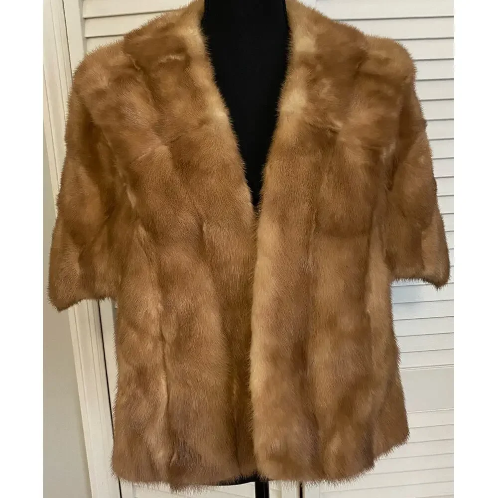MCM Fur Mink stole cape shrug Vintage Authentic Soft Blonde Mink Hollywood Glam‎